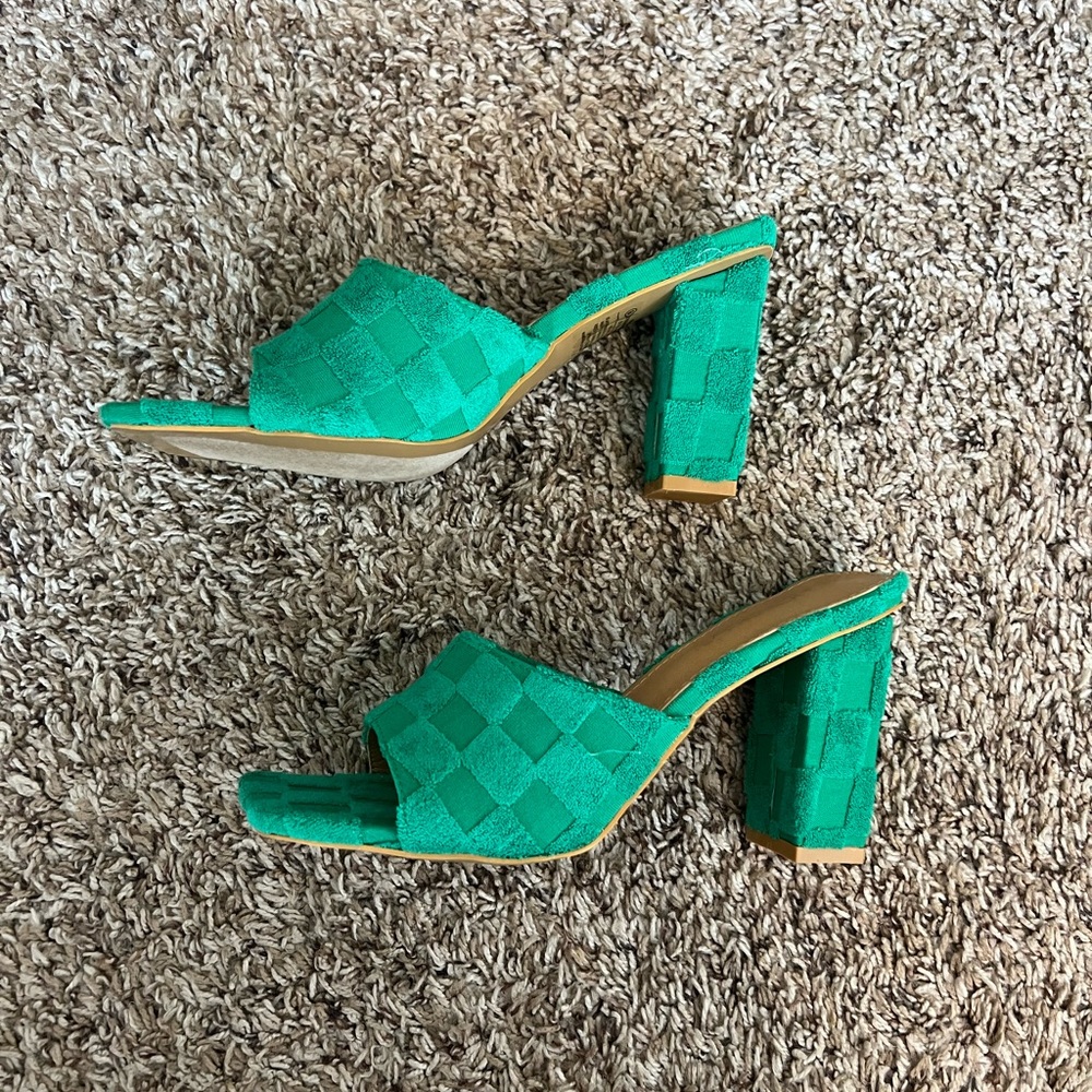 Green Checkered Heels